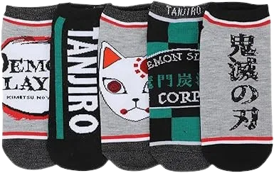 Demon Slayer Mixed Icons Knit 5-Pack Women's Ankle Socks 